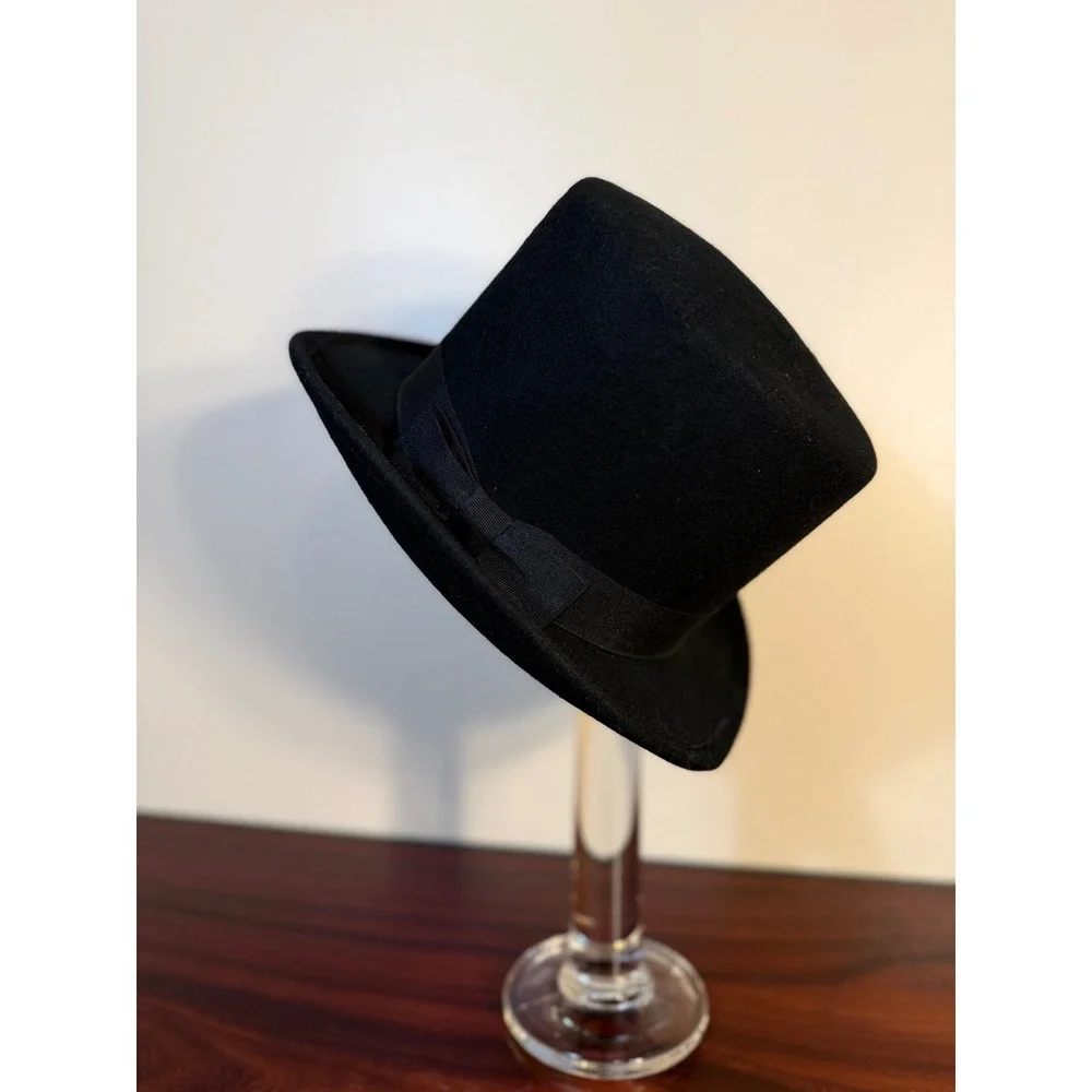 Free Authority Black 100% Wool Top Hat Formal Costume Magician OSFM RN115665